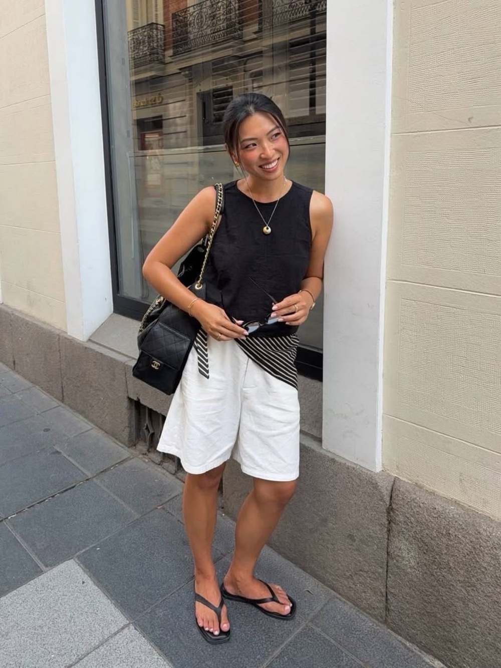 COS white linen shorts